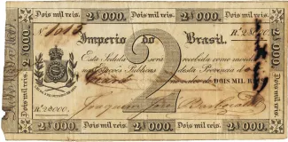 Brazil 2 Mil Réis, 1833 obverse