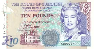 Guernsey 10 Pounds, 1995-2023 obverse