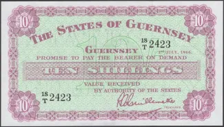 Guernsey 10 Shillings, 1945-1966 obverse