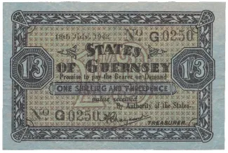 Guernsey 1 Shilling 3 Pence, 1942 obverse