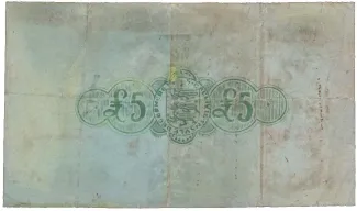 Guernsey 5 Pounds, 1945 reverse