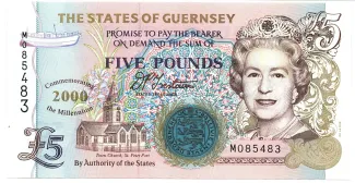 Guernsey 5 Pounds, 2000 obverse