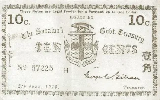British Malaysia 10 Cents, 1919 image