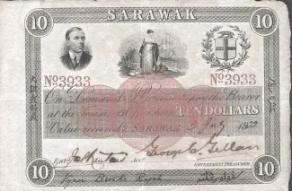 British Malaysia 10 Dollars, 1922 image