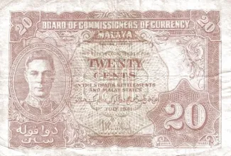 British Malaysia 20 Cents, 1941 image