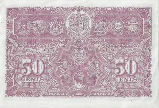 British Malaysia 50 Cents, 1941 reverse