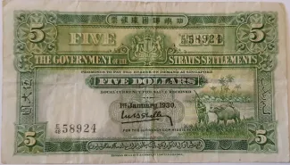 British Malaysia 5 Dollars, 1930 image
