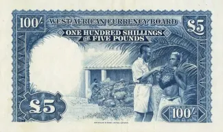 British West Africa 100 Shillings, 1953-1956 reverse