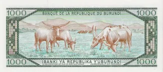 Burundi 1.000 Francs, 1977-1991 reverse