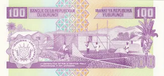 Burundi 100 Francs, 1993-2007 reverse
