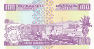 Burundi 100 Francs, 2010-2024 reverse