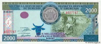 Burundi 2.000 Francs, 2001