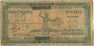 Burundi 20 Francs, 1966