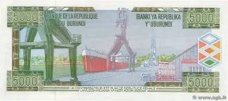 Burundi 5.000 Francs, 1999-2005 reverse