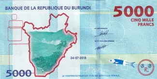 Burundi 5.000 Francs, 2015-2018 reverse