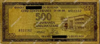 Burundi 500 Francs, 1966
