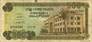 Burundi 500 Francs, 1968-1976