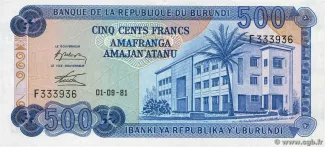 Burundi 500 Francs, 1977-1988