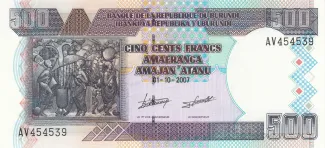 Burundi 500 Francs, 1997-2007