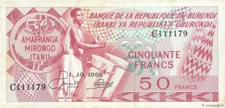 Burundi 50 Francs, 1968-1973
