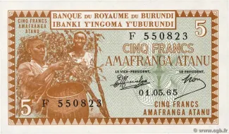 Burundi 5 Francs, 1964-1965