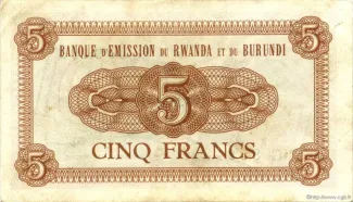 Burundi 5 Francs, 1964 reverse