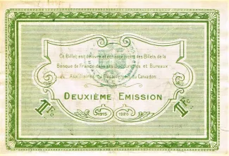 French notgeld 1 Franc, 1915 reverse
