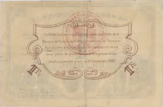 French notgeld 1 Franc, 1920 reverse