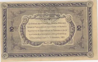 French notgeld 2 Francs, 1920 reverse