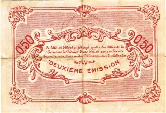French notgeld 50 Centimes, 1915 reverse