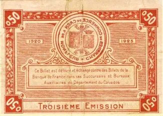 French notgeld 50 Centimes, 1920 reverse