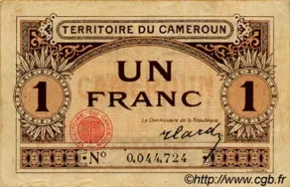 Cameroon 1 Franc, 1922 image
