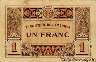 Cameroon 1 Franc, 1922 reverse