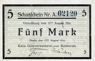 Cameroon 5 Marks, 1914 image