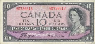Canada 10 Dollars, 1954