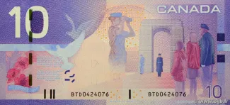 Canada 10 Dollars, 2004-2009 reverse