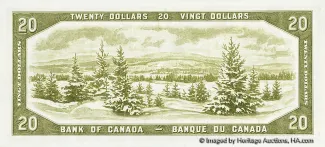Canada 20 Dollars, 1954 reverse