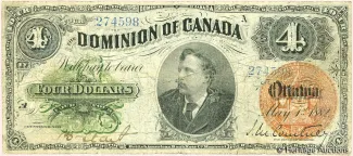 Canada 4 Dollars, 1882