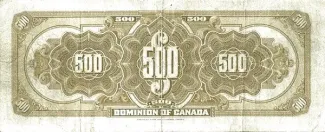 Canada 500 Dollars, 1911 reverse