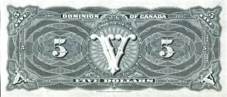 Canada 5 Dollars, 1912 reverse