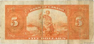 Canada 5 Dollars, 1935 reverse