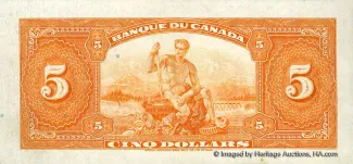 Canada 5 Dollars, 1935 reverse