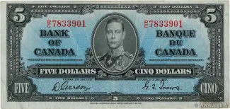 Canada 5 Dollars, 1937