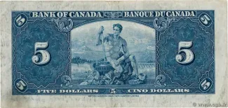 Canada 5 Dollars, 1937 reverse