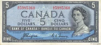 Canada 5 Dollars, 1954