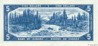 Canada 5 Dollars, 1954 reverse