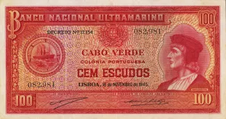 Cape Verde 100 Escudos, 1945 image