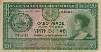 Cape Verde 20 Escudos, 1945 image