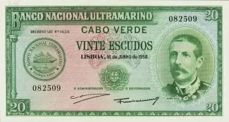 Cape Verde 20 Escudos, 1958 image