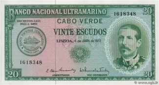Cape Verde 20 Escudos, 1972 image